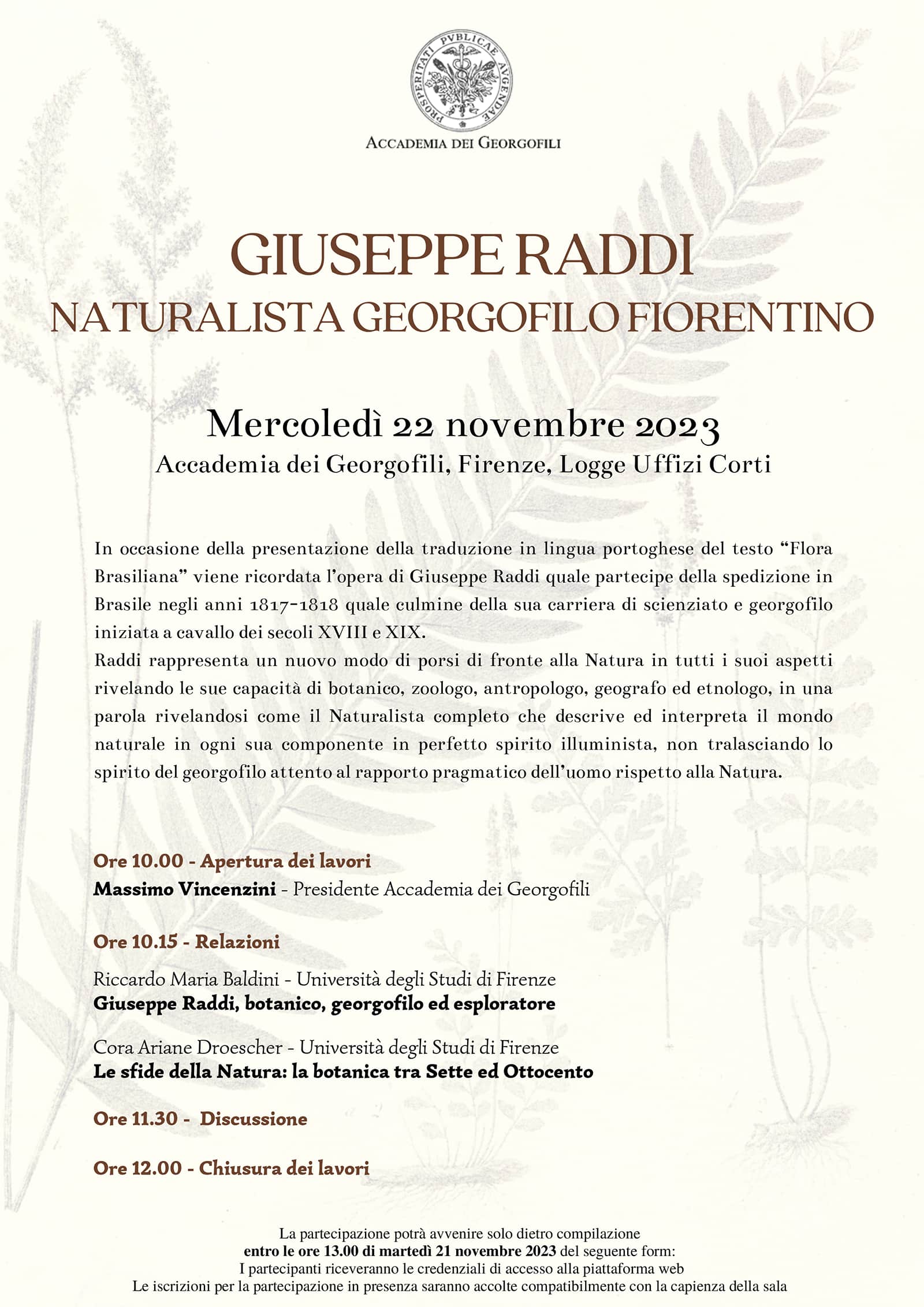 Giuseppe Raddi – Naturalista Georgofilo Fiorentino